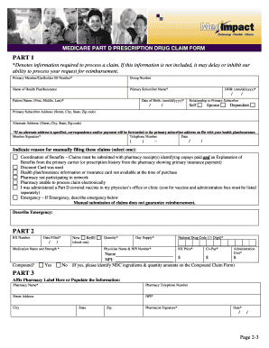 Medicare Part D Prescription Drug Claim Form