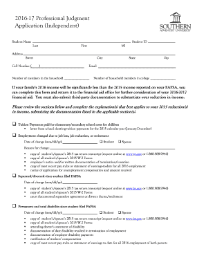 2016-17 Professional Judgment Application