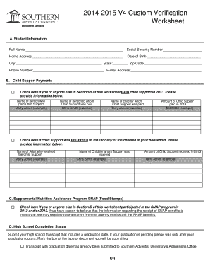 2014-2015 Custom Verification Worksheet