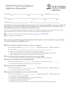 2014-2015 Professional Judgment Application