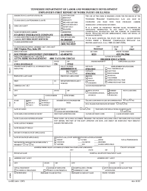 Tennessee Employer’s First Report of Work Injury or Illness