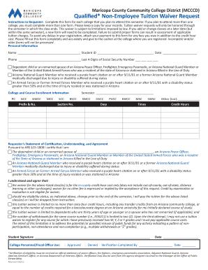 Arizona Non-Employee Tuition Waiver Request