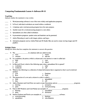 Computing Fundamentals Lesson 4--Software Quiz