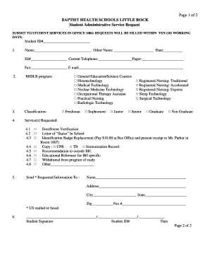 Student Administrative Service Request Form