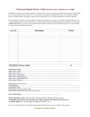 Digital Media Order Form