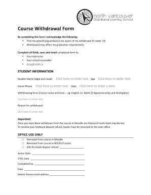 Course Withdrawal Form