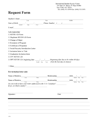 International Student Request Form