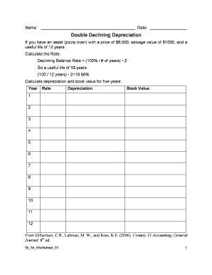 Double Declining Depreciation Worksheet