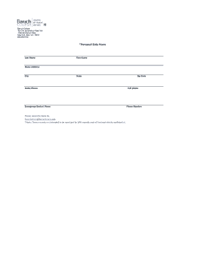 Baruch College Personal Data Form