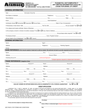 ARAMSCO Credit Application Form