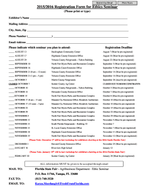 Florida Youth Livestock Show Ethics Workshop Registration Form