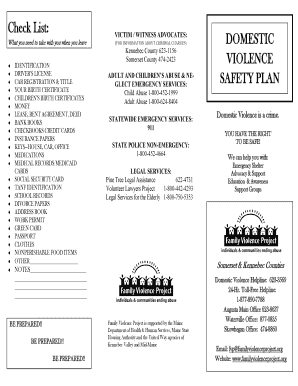 Domestic Violence Safety Checklist
