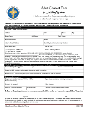 Adult Consent Form & Liability Waiver