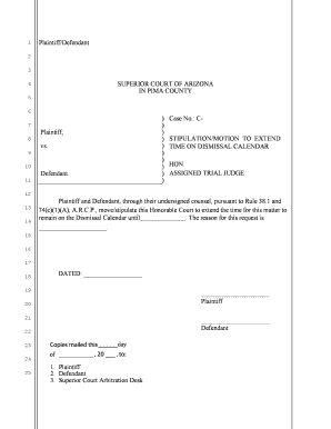 Stipulation/Motion to Extend Time on Dismissal Calendar