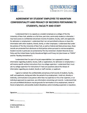 Student Employee Confidentiality Agreement