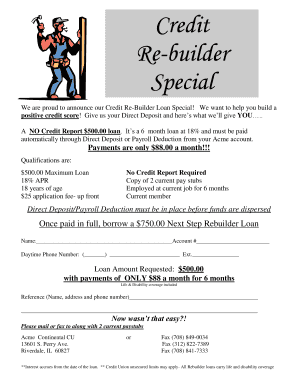 Credit Re-Builder Loan Application