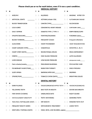 Medical and Dental History Form