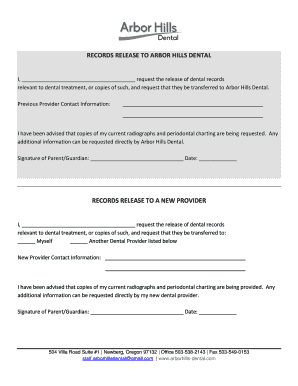 Dental Records Release Form