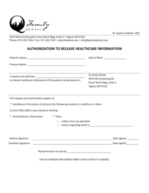 Authorization to Release Healthcare Information