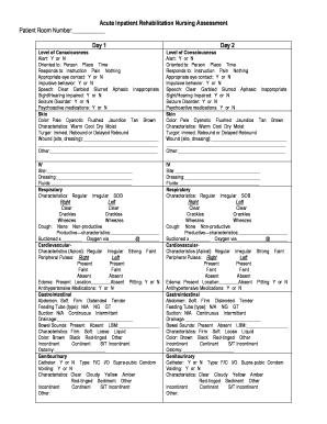 Acute Inpatient Rehabilitation Nursing Assessment Form