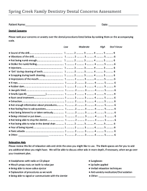 Dental Concerns Assessment Form - WEO Media