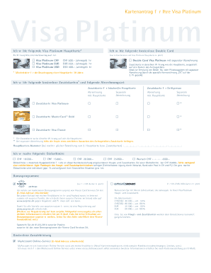 Kartenantrag für Ihre Visa Platinum