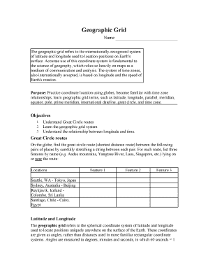 Geographic Grid Practice Worksheet