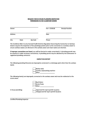 Request for In House Plumbing Inspection