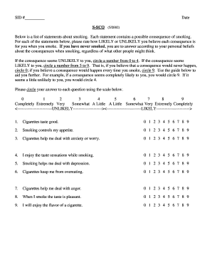 Smoking Consequences Questionnaire