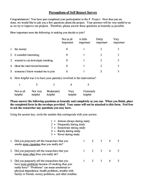 Perceptions of Self Report Survey