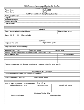 ASCO Treatment Summary and Survivorship Care Plan