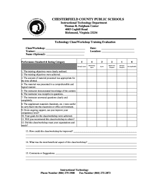 Technology Class/Workshop Training Evaluation