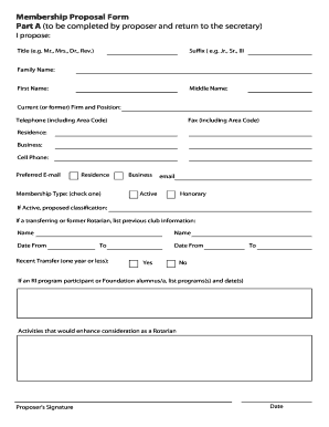 Membership Proposal Form