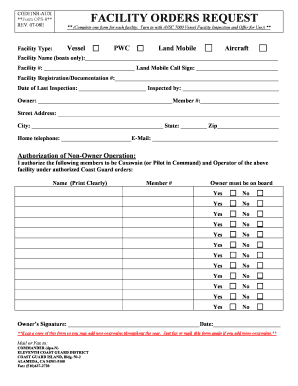 Facility Orders Request Form OPS-8