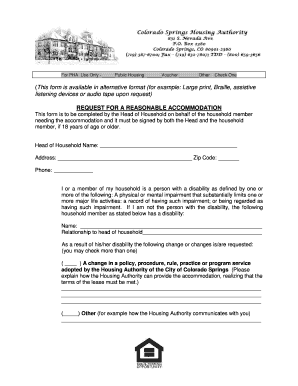 Request for Reasonable Accommodation