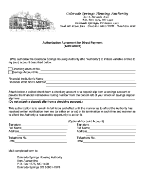 Authorization Agreement for Direct Payment (ACH Debits)
