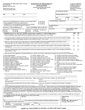 Wisconsin Income Continuation Insurance Evidence of Insurability Form