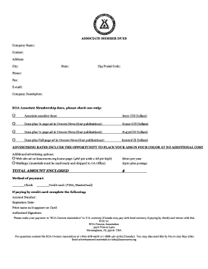 KOA Associate Member Dues Form