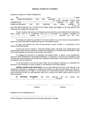 Special Power of Attorney for Property Sale
