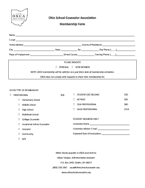 Ohio School Counselor Association Membership Form