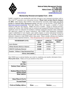 Membership Renewal and Update Form