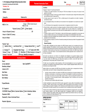 HSBC Payment Instruction Form