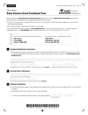 Baby Scholars Grant Enrollment Form