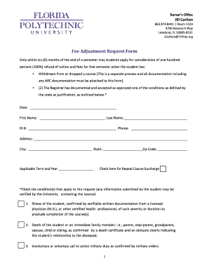 Fee Adjustment Request Form