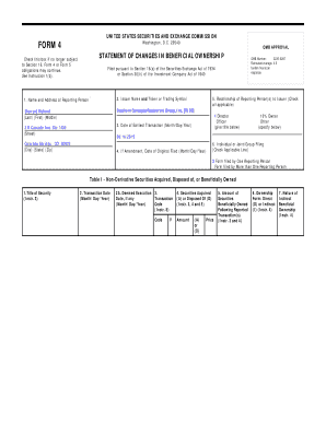 Form 4 Statement of Changes in Beneficial Ownership