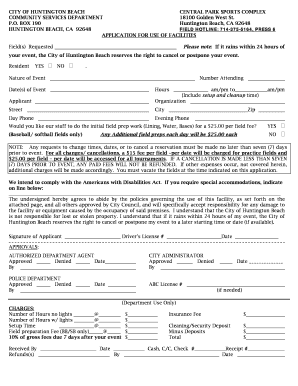 Huntington Beach Facility Use Application