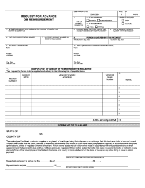 Request for Advance or Reimbursement Form