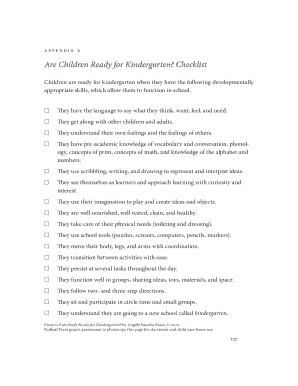 Kindergarten Readiness Checklist