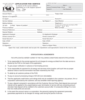 Utility Service Application Form