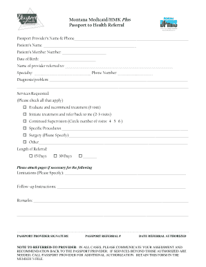 Montana Medicaid Passport to Health Referral Form